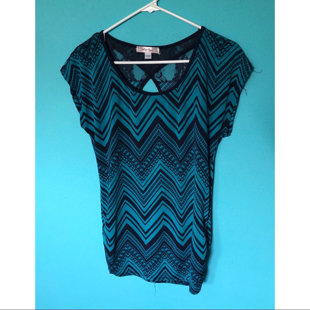 Blue & Black Chevron Maternity Top